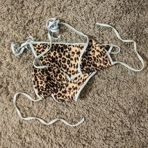 Leopard Print baby blue string bikini
